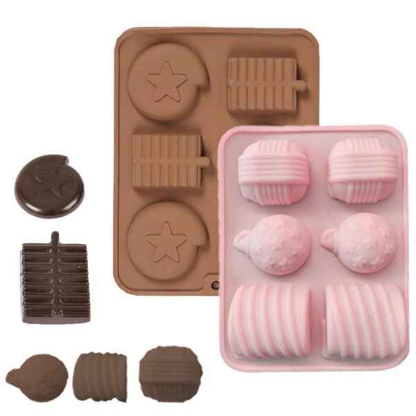 BAKEMO Silicone Diwali Crackers Chocolate Mold | 12 Cavity Star and Bomb Chocolate Mold | Chocolate Mold Use for Chocolate Making Diwali Special Mithai Sweets Festival Special Chocolate Mould Pack-2