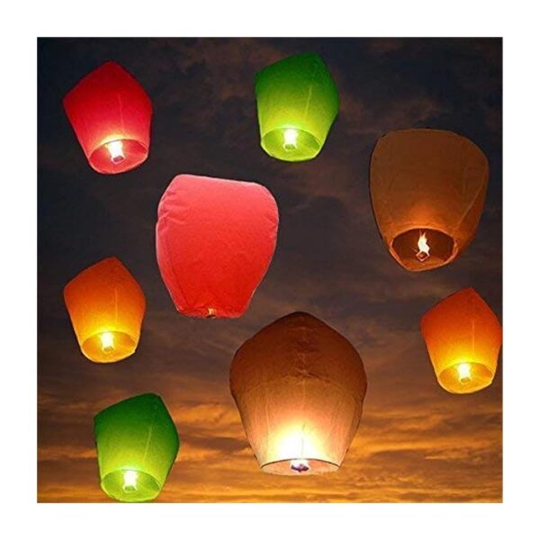 PRINT BHARAT Sky Lanterns Multicolour/Flying Night Sky Light Candle for Diwali/Wishing Hot Air BalloonChristmas/Birthday/All Festival Multicolor (Lanterns 10)