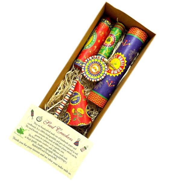 Sow and Grow Plantable Seed Crackers: Set of 5 with 5 Different Seeds || Go Green This Diwali || Grow Your Crackers Seed Bombs