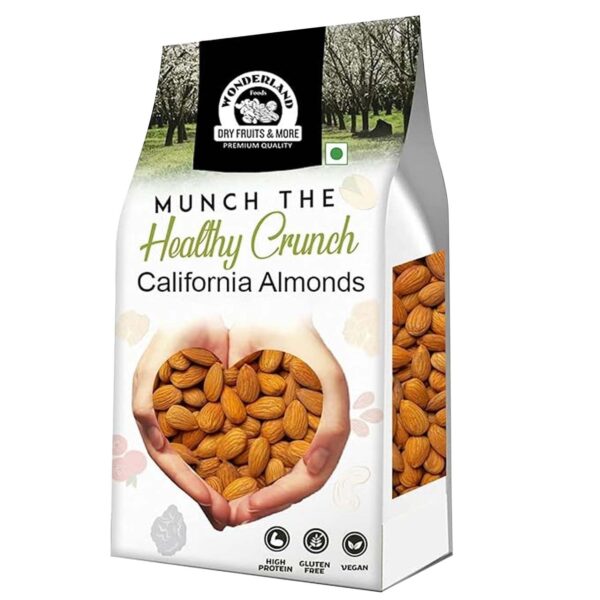 Wonderland Foods Premium Raw California Almonds 1Kg Pouch Pack | Badam Giri | Nutritious & Delicious High in Fiber & Boost Immunity | Dry Fruits Real Nuts | Gluten Free