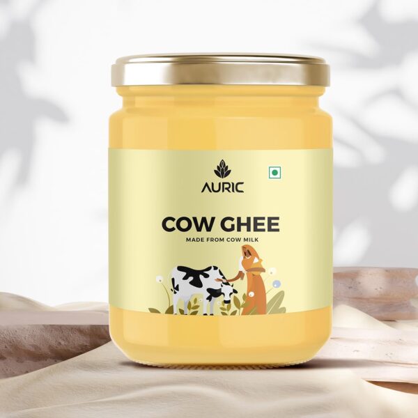 Auric Bilona Cow Ghee 1 Litre Glass Jar- Pure And Natural Desi Ghee - Traditional Curd-Churned - Premium Artisanal Desi Ghee - Diet Friendly With Rich Taste