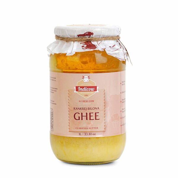 Indicow Foods Kankrej Bilona A2 Cow Ghee 1L | Bilona Method | Grass Fed, Hand Churned, 100% Pure and Preservative Free…