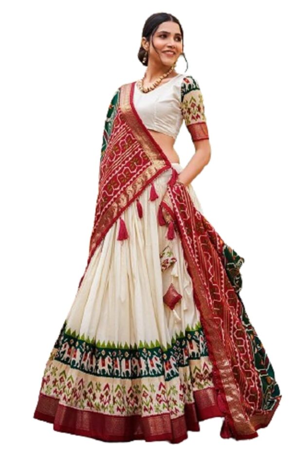 flysta Fashion Lehenga Choli For Womens And Girls Tussar Silk Fabric With Patola print With Foil Work Chaniya Choli