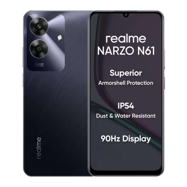 realme NARZO N61 (Marble Black,6GB RAM+128GB Storage) 90Hz Eye Comfort Display | IP54 Dust & Water Resistance | 48-Month Fluency | Charger in The Box  Amazon.in Electronics