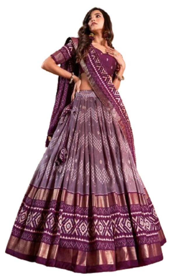 infloura Lehenga Choli For Womens And Girls Heavy Tussar Silk Fabric WithDot and Ikkat Print With Foil Work Speciel Events Chaniya Choli Set