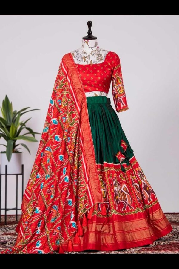 Pal Fashion Art Women\'s Dola Silk With Printed With Foil Work Semi-Stitched Lehenga Choli For Wedding