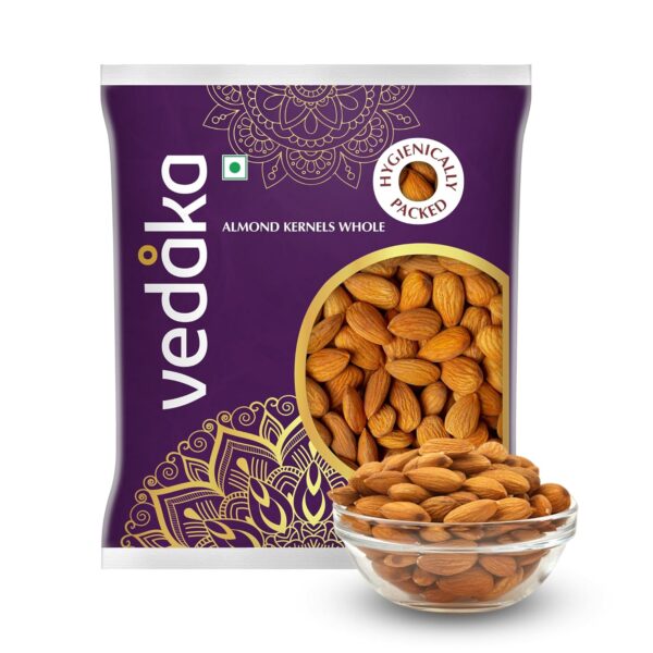Amazon Brand - Vedaka 100% Natural California Almonds - 500g | High in Fiber | Hygienically Packed