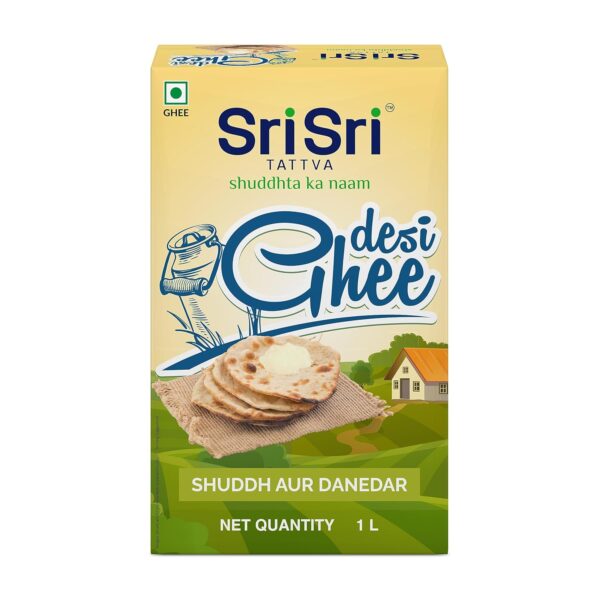 Sri Sri TATTVA shuddhta ka naam Desi Ghee - 1 Litre Shuddh Aur Danedar for Better Digestion and Immunity | Buffalo Ghee