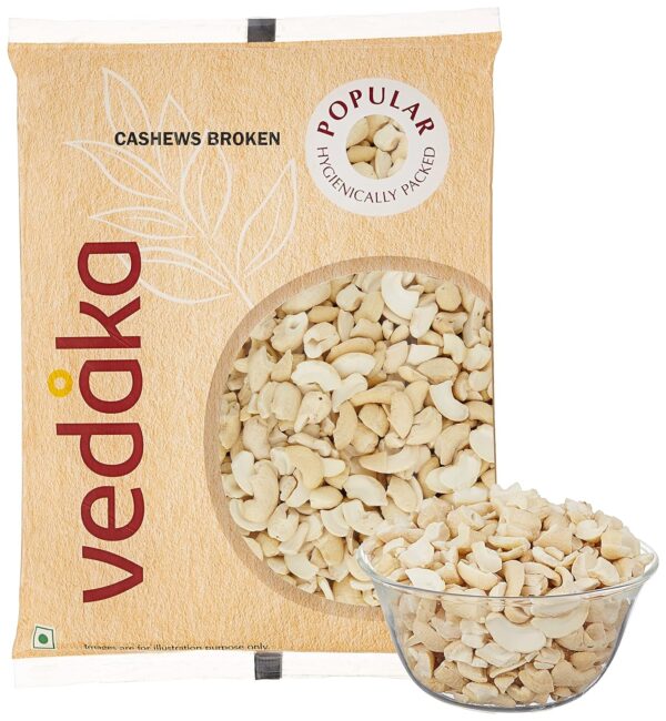 Amazon Brand - Vedaka Cashews - Broken | 200g | Gluten Free & Plant Based Protein | Premium Kaju Nuts
