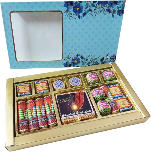 Fabbites Diwali Chocolate Crackers Gramsift Pack-Chocolate Bomb Set Of Premium Luxury Cracker Firework Chocolate In Premium Wooden Box-Surprise Diwali Gramsift Box-270 Grams Chocolates