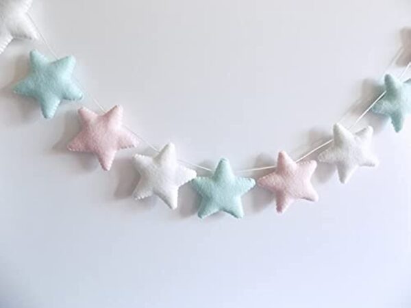 Peach Cuddle Velvet Fabric Star Bunting For Christmas Kids Room Decoration (Pack Of 1, 12 Stars, Red Green White) Nursery Decoration, Christmas Decoration, Star Bunting, Fabric Bunting, 99 CM