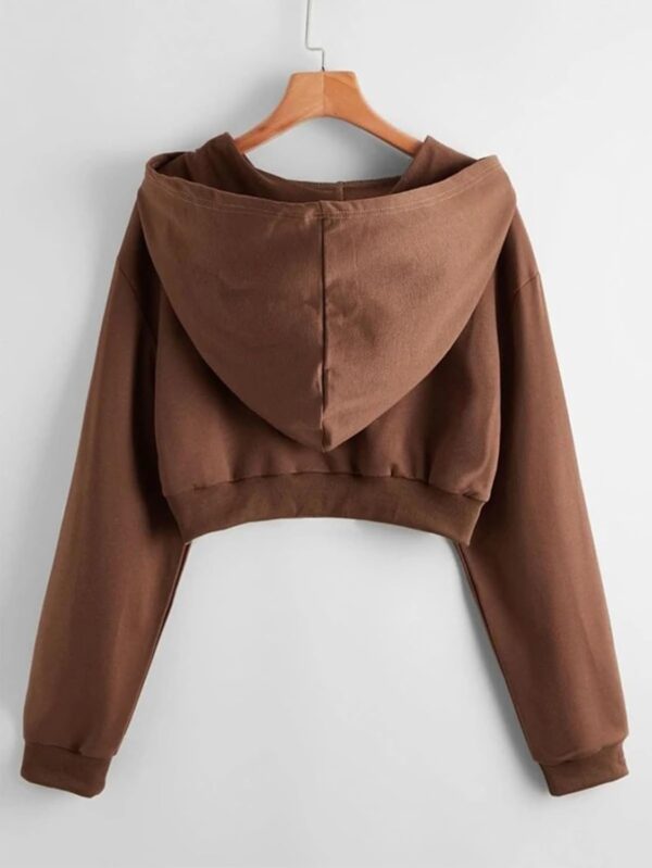 2 Pc Collection Casual Wear Solid Crop Zipper Jacket Hooded Neck Full Sleeves Hoodie for Women
