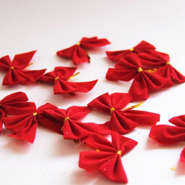 Big Box -12 Pcs Mini Christmas Bow Decorations for Christmas Tree, 3.15 Inch Small Bows for Xmas Tree Crafts Home Ornaments Party Gift DIY Hanging Decor (Red, Velvet)