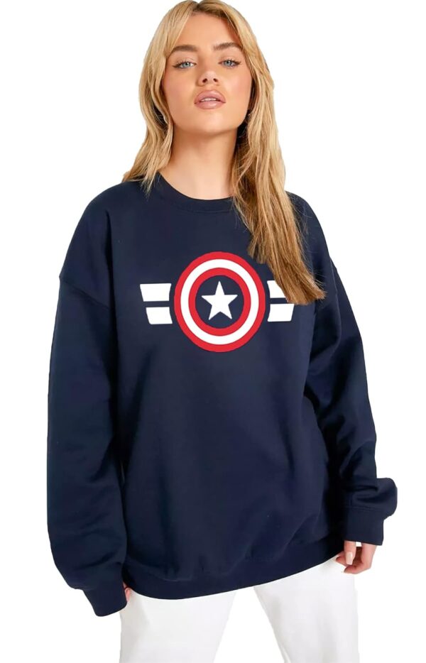 LEOTUDE Women\'s Boyfriend/Loose Fit Full Sleeve Drop Shoulder Loopknit Round Neck Sweatshirt (Color Navy)