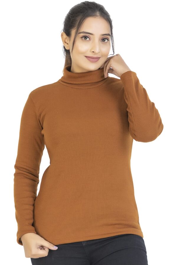 YHA Women Cotton Blend High Neck Sweater