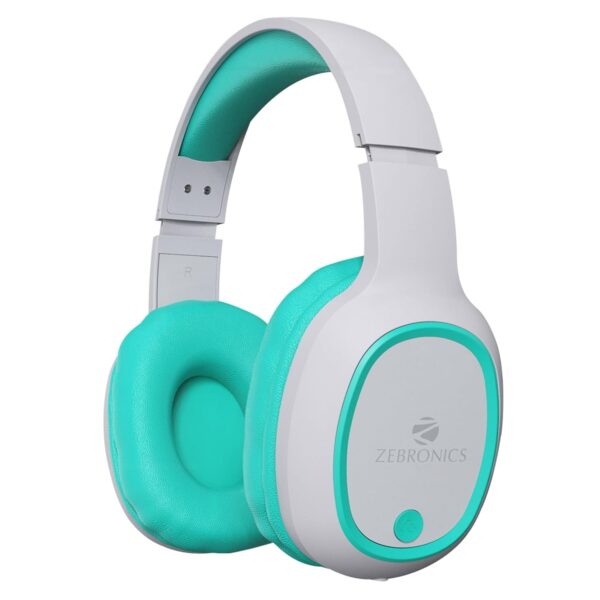 ZEBRONICS Thunder Bluetooth 5.3 Wireless Headphones with 60H Backup, Gaming Mode, Dual Pairing, ENC, AUX, Micro SD, Voice Assistant, Comfortable Earcups, Call Function (Sea Green)