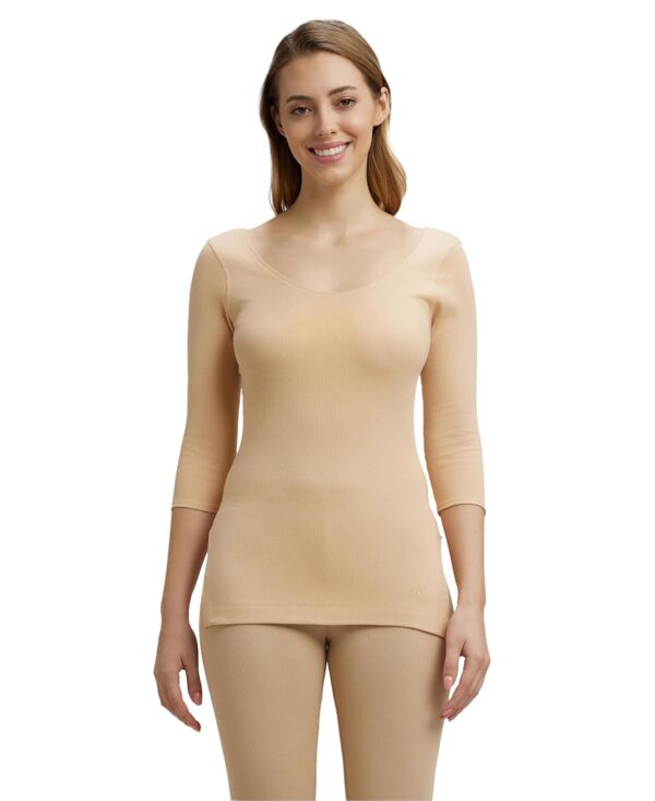 Jockey 2503 Women\'s Super Combed Cotton Rich Three Quarter Sleeve Thermal Tailored Fit Top with Stay Warm Technology