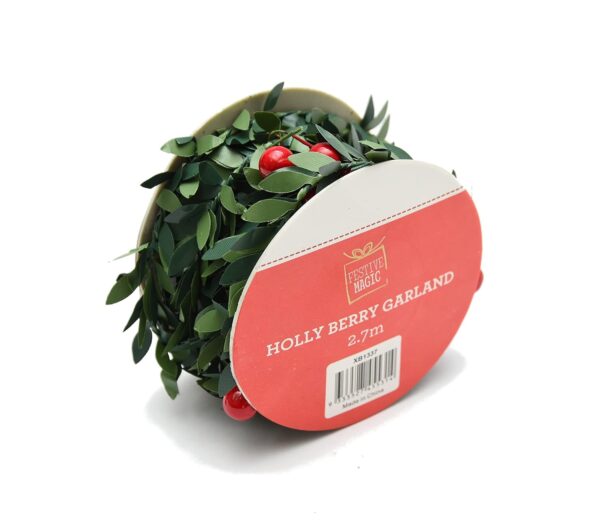 Itsy Bitsy Holly & Berries Garland 2.7M |Ideal for Christmas Party Decorations
