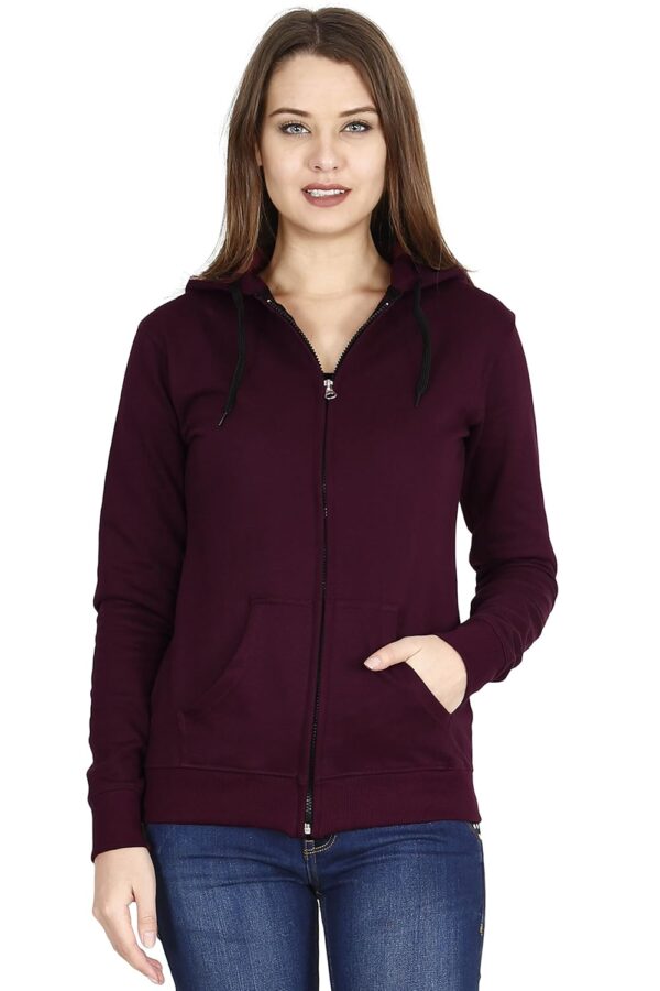 FLEXIMAA Women\'s Cotton Full Zipper Sweatshirt Hoodies with Kangaroo Pocket