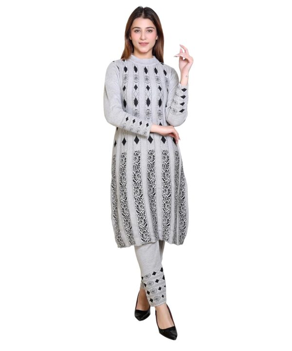 Grand Line Women\'s Acrylic Woolen Winter Wear Warm Kurta with Palazzo Set