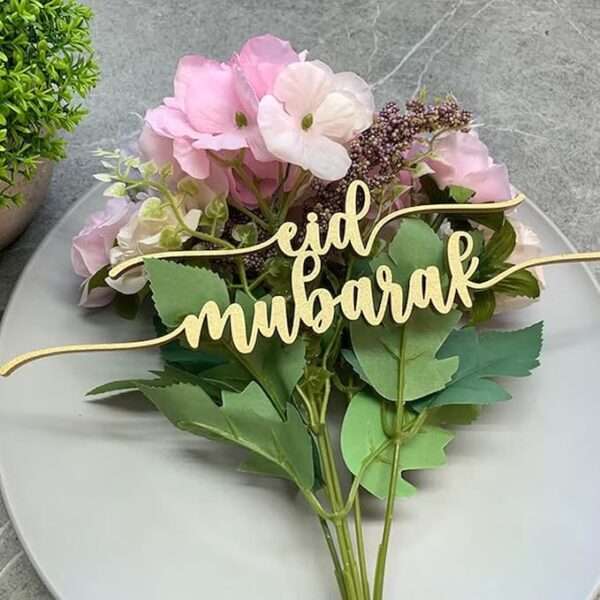 Haoser Unfinished Wooded Cutout Table Place Card, Eid Mubarak Blessings Place Cards Elegant Islamic Event Decor for Weddings, Parties, and Special Occasions